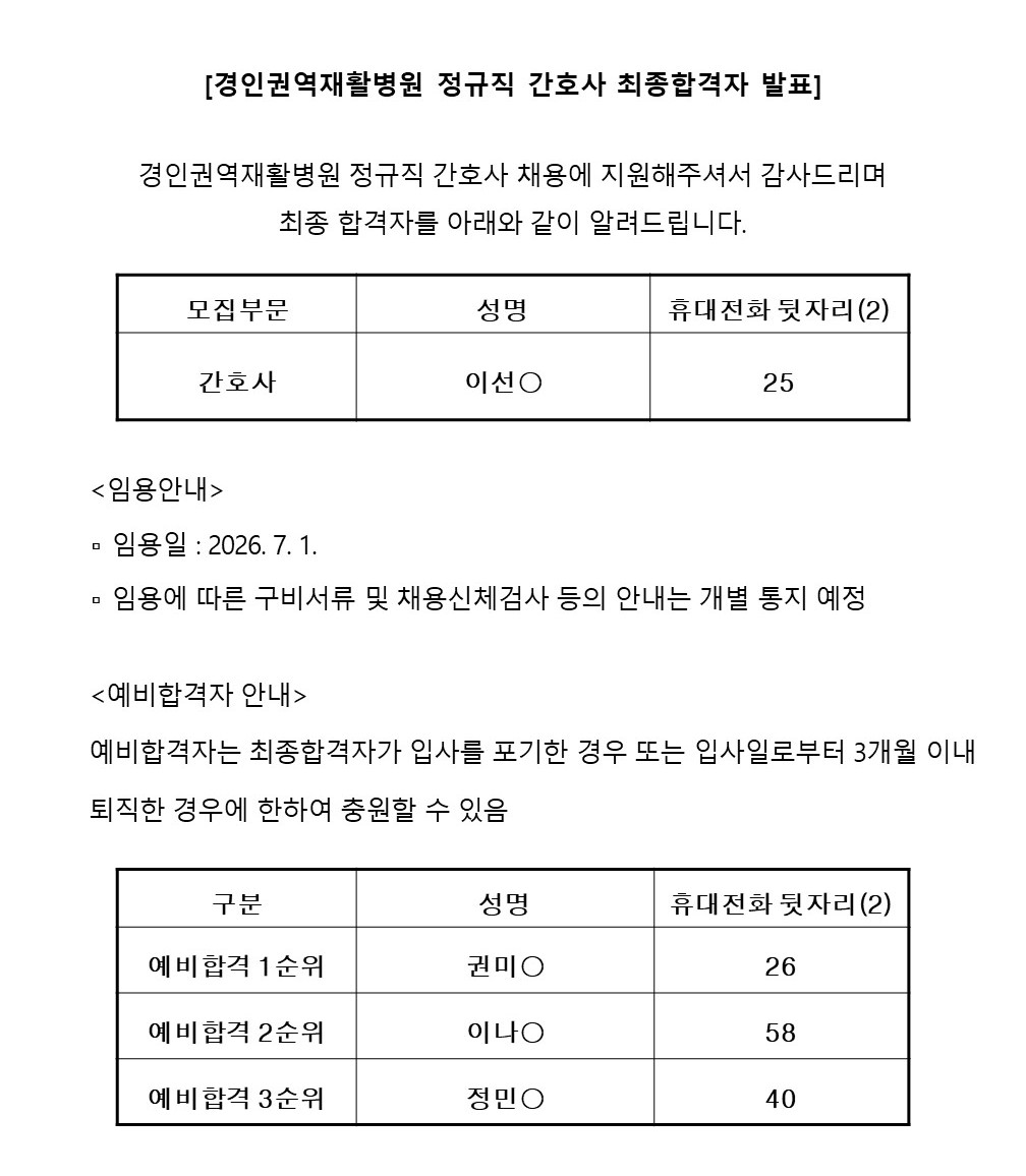 합격자 발표