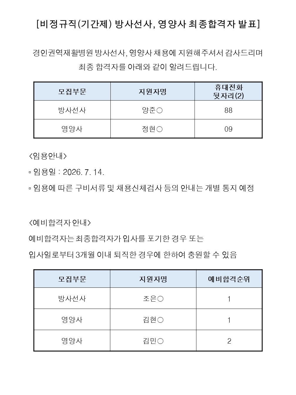 최종합격자발표