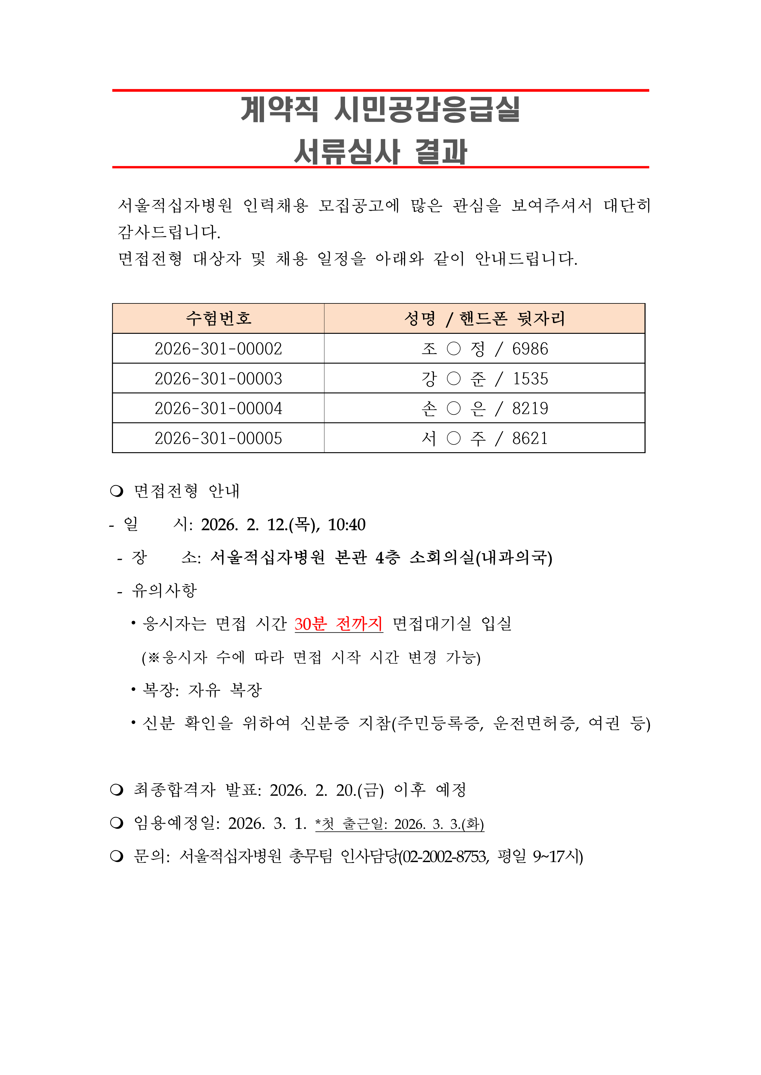 3 서류합격자 발표 시민공감응급실 1