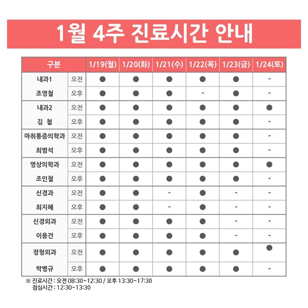 진료 안내(1월 4주)