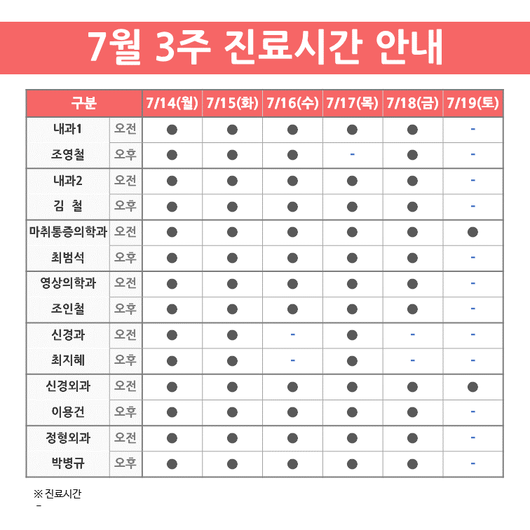 진료 안내(7월 3주)