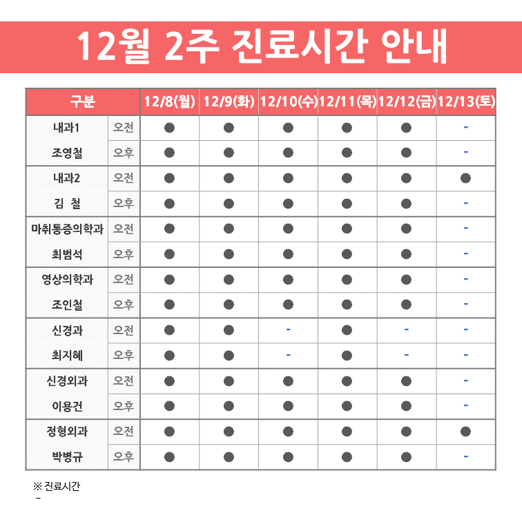 진료 안내(12월 2주)