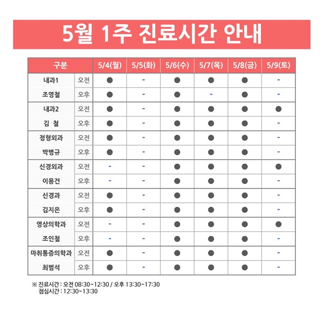 진료 안내(5월 1주)